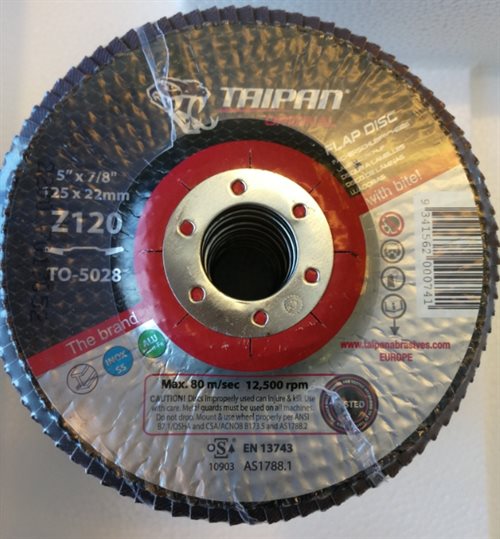 K020 - Taipan Original Flap Disc Ø125  Grit 120 (Conical) - alt. Ref. TO-5028