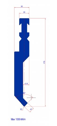 P2RFA-175 85° R1 - Bystronic Punch P2RFA-175 85° R1 L=515 - 2044341 - 12,5 kg - ref. EB1185010-515 Italy