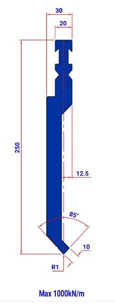 P2RFA-250 85° R1 - Bystronic Punch P2RFA-250 85° R1 L=515 - 2044386 - 17,8 kg - ref. EB2185010-515 Italy