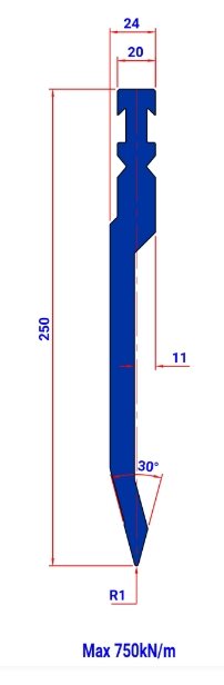 P5RFA-250 30° R1 - Bystronic Punch P5RFA-250 30° R1 L=515 - 2044401 - 13,4 kg - ref. EB2230010-515 Italy