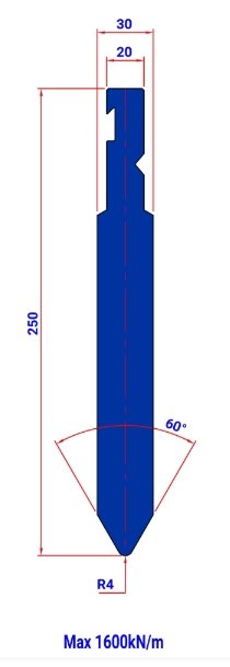 P9RFA-250 - Bystronic Punch P9RFA-250 60° R4 L=515 - 2044411 - 26,3 kg - ref. EB2460040-515 Italy