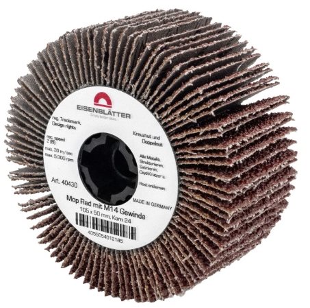 40430 - 4 - Flap wheel with M14 thread - 105 x 50 mm, grit 24 - HTS68051000 - DE - _maxrpm - 5000