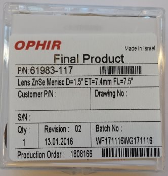 Ophir Lens ZnSe D=1,5 ET=7,4mmFL=7,5 Alt ref: 97517 Trumpf