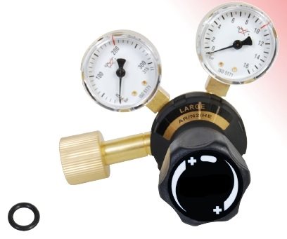 9023210 - Regulator Large Nitrogen 10 bar - Work area (bar) 0 - 10 N EN ISO 2503 200 bar Content pressure gauge (bar) 0 - 315 Work pressure gauge (bar) 0 - 16.0 Connection Inlet W 24.32 x 1/14" Thread Int. Outlet G 3/8"