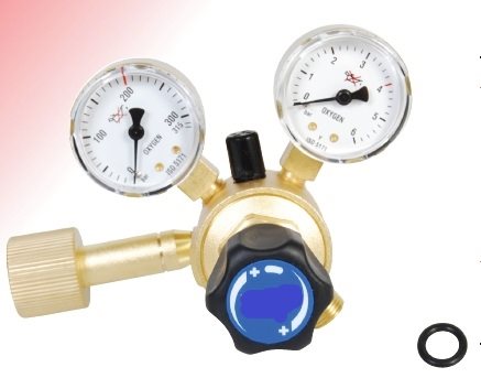 9032120 - Regulator Medium Oxygen - Work area (bar) 0 - 4.0 O EN ISO 2503 Class 1 200 bar 4 bar Content pressure gauge (bar) 0 - 315 Work pressure gauge (bar) 0 - 6.0 Connection Inlet W 21.8 x 1/14" Thread Int. Outlet G 3/8"