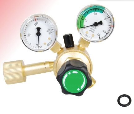 9034310 - Regulator Medium Argon/Mixed gas - Nominal work flow (l/min) 0 - 22 N EN ISO 2503 200 bar Content pressure gauge (bar) 0 - 315 Flow pressure gauge (l/min) 0 - 32 Connection Inlet W 24.32 x 1/14" RH Thread Int. Outlet G 3/8"