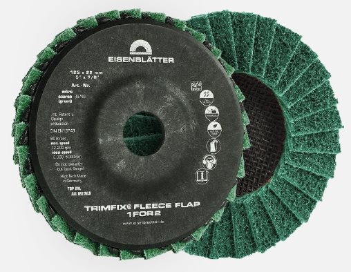 96740 - 10 - TRIMFIX® Fleece Flap 1FOR2 - 125 x 22 mm, extra coarse, fleece flap disc - HTS68053000 - DE - _maxrpm - 12200