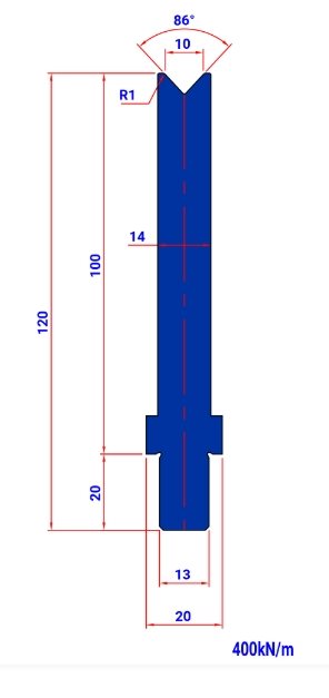 DIE T10S 86° V=10 R=1 H=100 L=200 - 982091 - 2,7 kg -  Italy