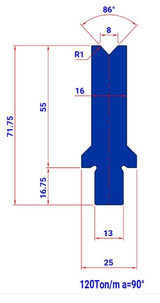 WM010 86° V=8 H=55 L=200   - DIE -982833 - 1,9 kg - ref.  - WM0100200 -  Italy