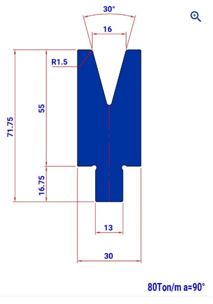 WM053 30° V=16 H=55 L=200           - DIE -982917 - 2,7 kg - ref.  - WM0530200 -  Italy