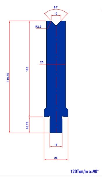 WM322 86° V=10 H=100 L=200        - DIE -982969 - 3,6 kg - ref.  - WM3220200 -  Italy
