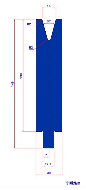 LM16.30° R=2 H=130 new L=510 - Die - 984477 - 15,6 kg - ref. E86030016-510 -  Italy