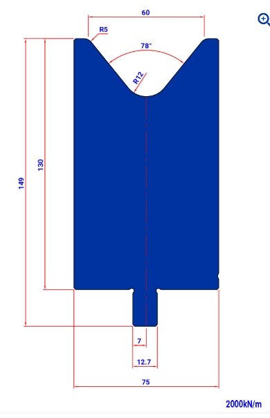 LM60.78° R=5 W=75 H=130 new L=510 - Die - 984576 - 35,5 kg - ref. E86078060-510 -  Italy