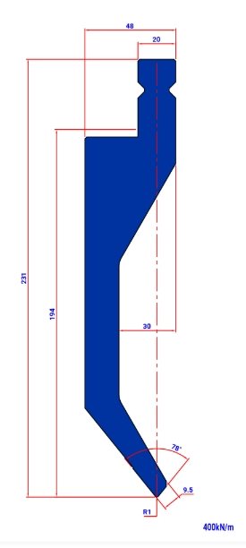 LPD15W.78° R=1 new H=194  L=510 - Punch - 988816 - 21 kg - ref. E81078010-510W -  Italy