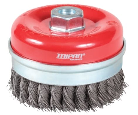 R022 - Cup Brush Twist-Knot w/Skirt Taipan Ø75 Mild Steel - alt. Ref. TO-3040