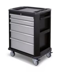 P07923 - Værksteds vogn med 5 skuffer til diverse sliddele samt andet Denne værktøjsvogn er uundværlig, når maskinen bruges forskellige steder på værkstedet. Alle dele og tilbehør kan nemt opbevares her