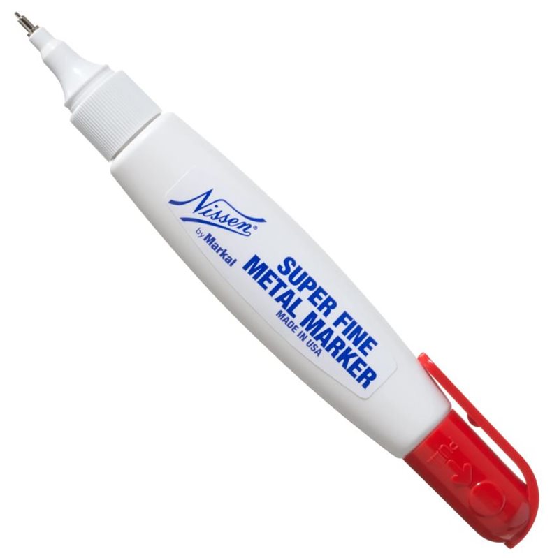 . SUPER FINE METAL MARKER. 1 mm.RED.min. 12.pcs
